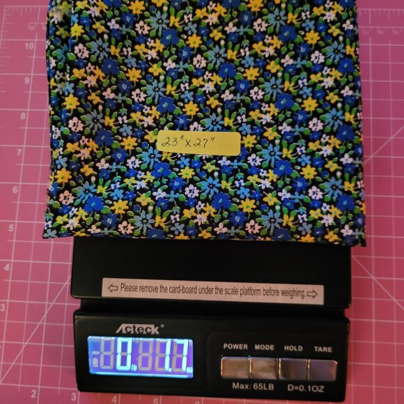 Vintage Tiny Yellow and Blue Floral Fabric 23" by 27" - Picture 2 of 2